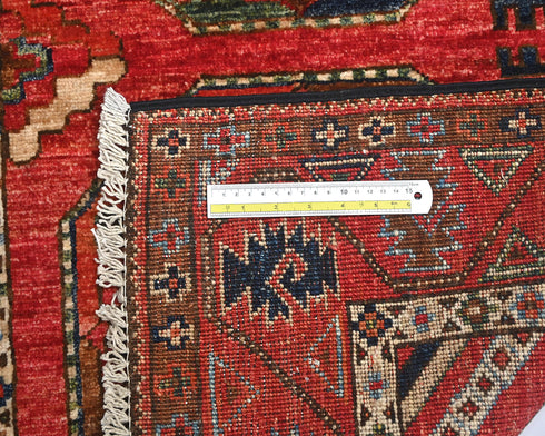 3x4 Red Ersari Afghan Hand Knotted Veg Dye Wool Area Rug